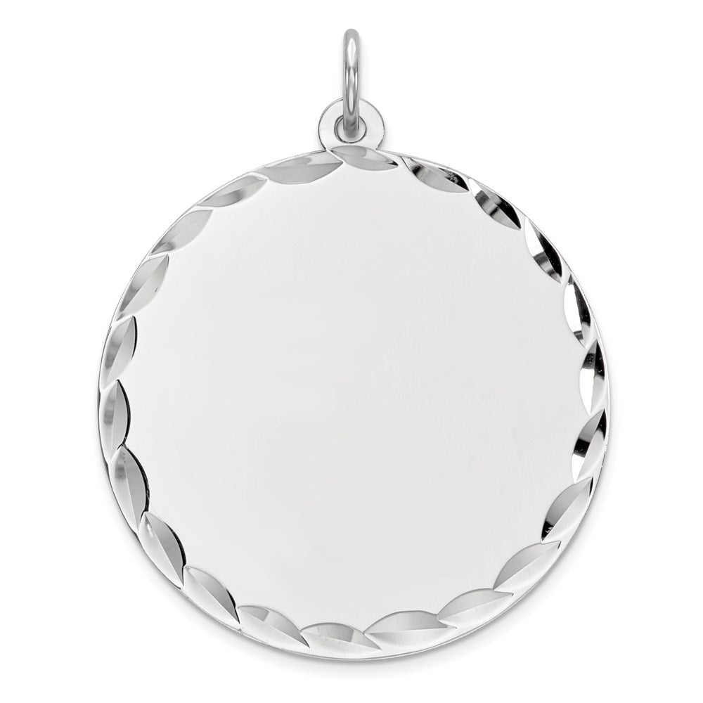Sterlingsilber Rhodiniert Eng. Rund Poliert Vorderseite/satin Rückseite Plättchen Charm