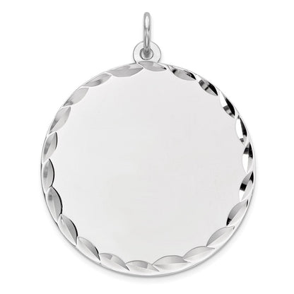 Sterlingsilber Rhodiniert Eng. Rund Poliert Vorderseite/satin Rückseite Plättchen Charm