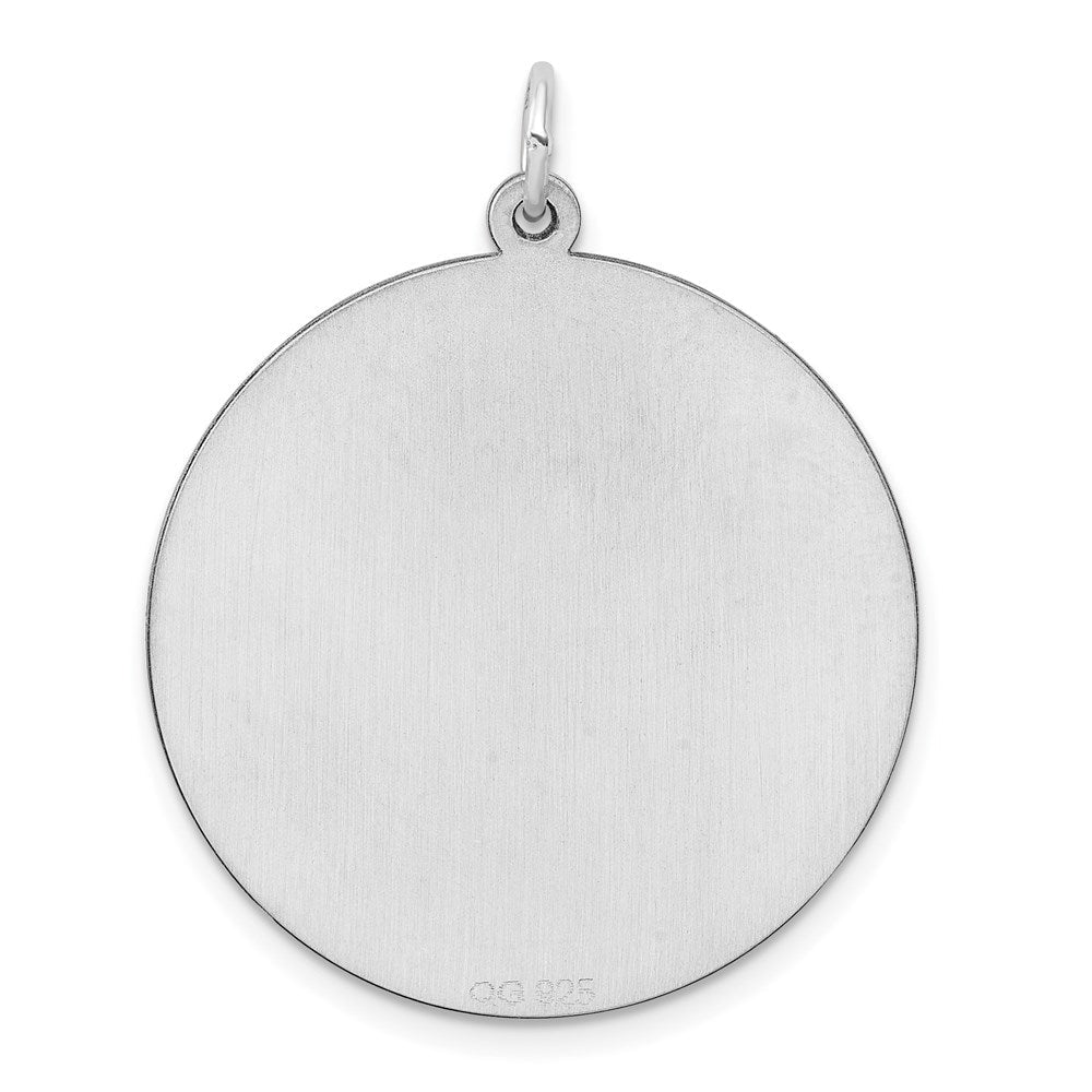 Sterlingsilber Rhodiniert Eng. Rund Poliert Vorderseite/satin Rückseite Plättchen Charm