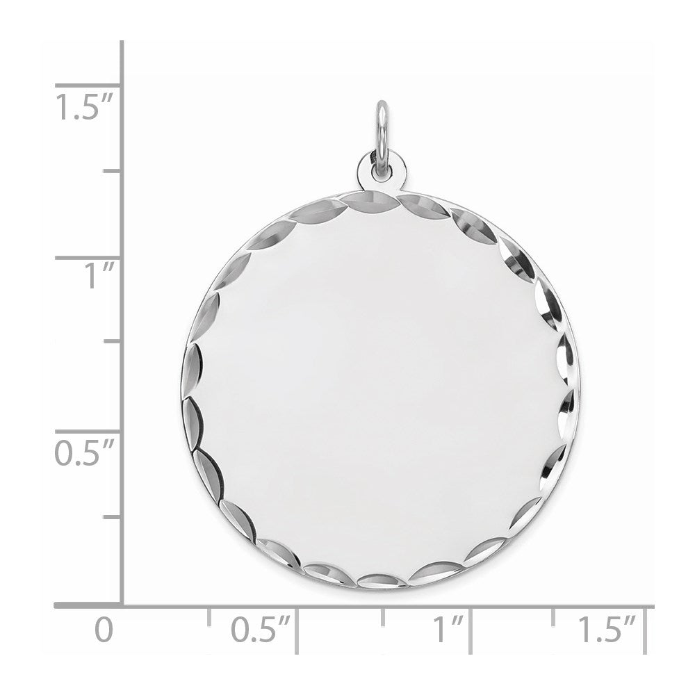 Sterlingsilber Rhodiniert Eng. Rund Poliert Vorderseite/satin Rückseite Plättchen Charm