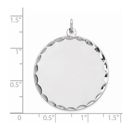 Sterlingsilber Rhodiniert Eng. Rund Poliert Vorderseite/satin Rückseite Plättchen Charm