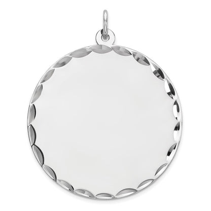 Sterlingsilber Rhodiniert Eng. Rund Poliert Vorderseite/back Plättchen Charm