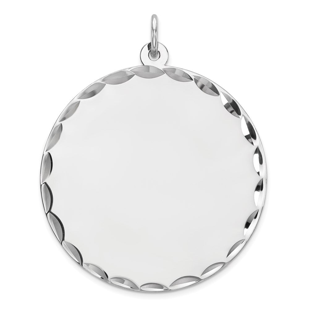 Sterlingsilber Rhodiniert Eng. Rund Poliert Vorderseite/satin Rückseite Plättchen Charm