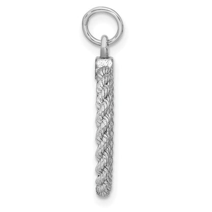 Sterlingsilber Rhodiniert Eng. Rund mit Kordel Poliert Vorderseite/satin Rückseite Plättchen