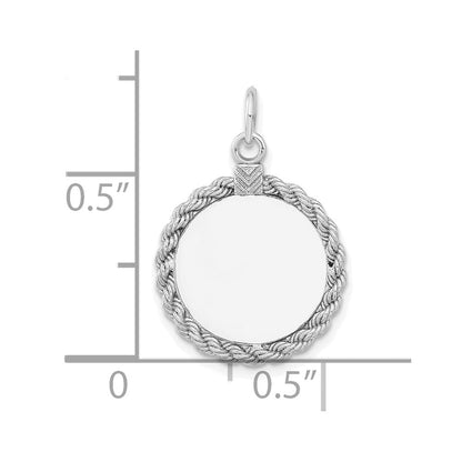 Sterlingsilber Rhodiniert Eng. Rund mit Kordel Poliert Vorderseite/satin Rückseite Plättchen
