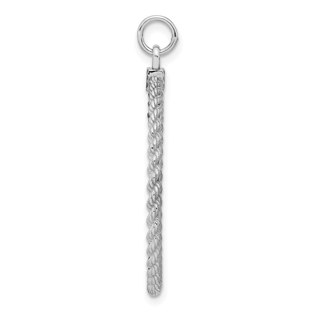 Sterlingsilber Rhodiniert Eng. Rund mit Kordel Poliert Vorderseite/satin Rückseite Plättchen
