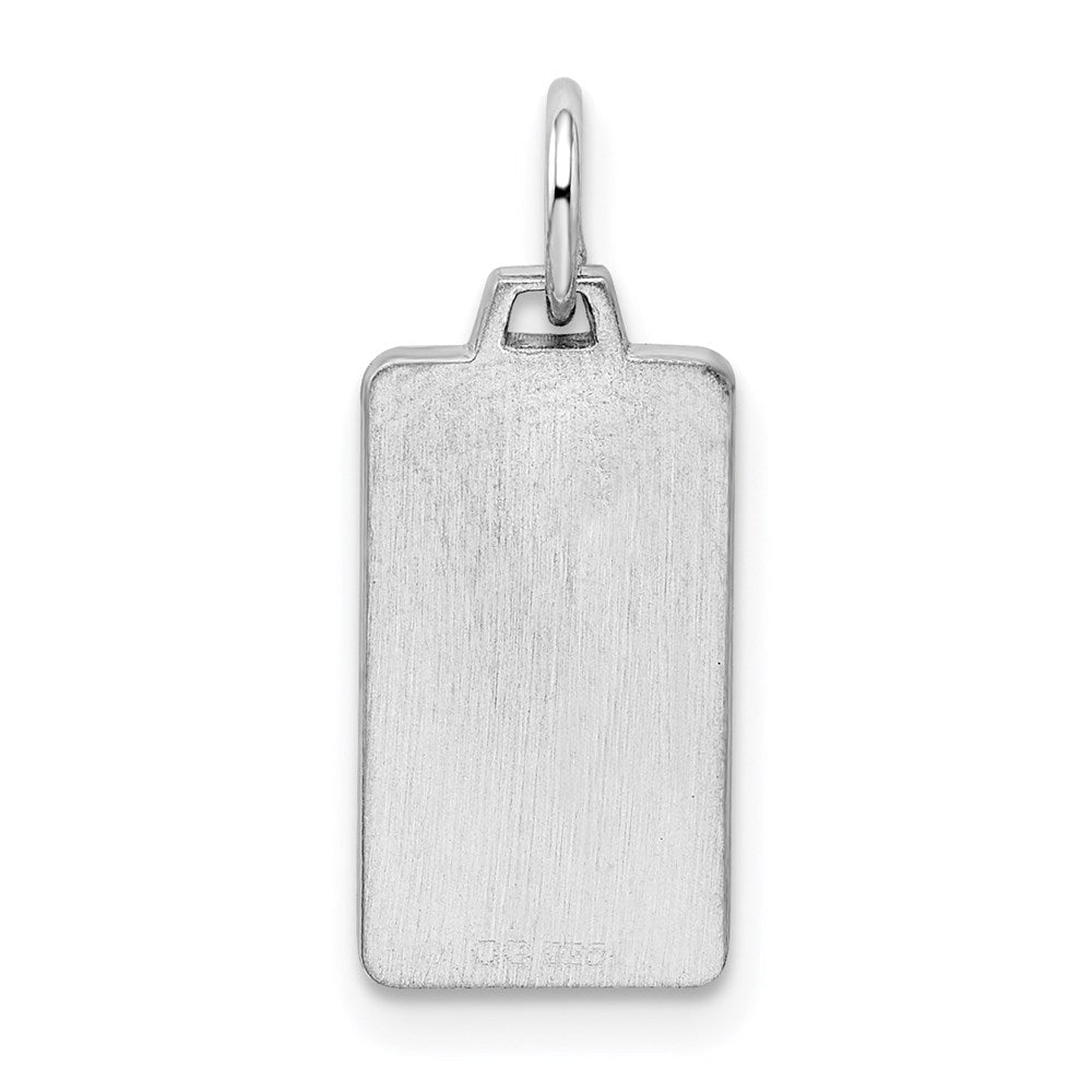 Sterlingsilber Rhod-plate Eng. Rect. Poliert Vorderseite/satin Rückseite Plättchen Charm