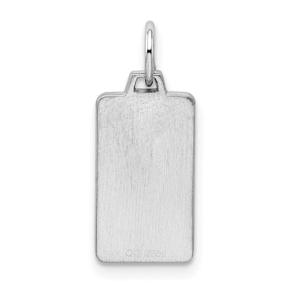 Sterlingsilber Rhod-plate Eng. Rect. Poliert Vorderseite/satin Rückseite Plättchen Charm