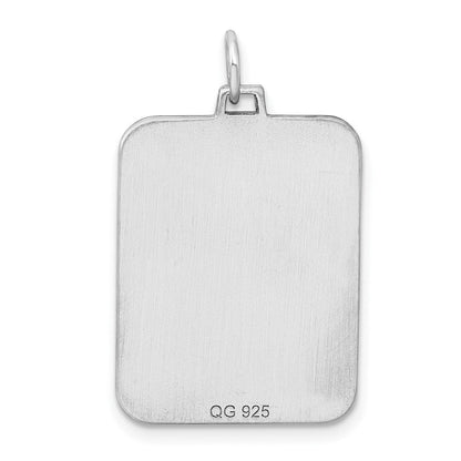 Sterlingsilber Rhod-plate Eng. Rect. Poliert Vorderseite/satin Rückseite Plättchen Charm