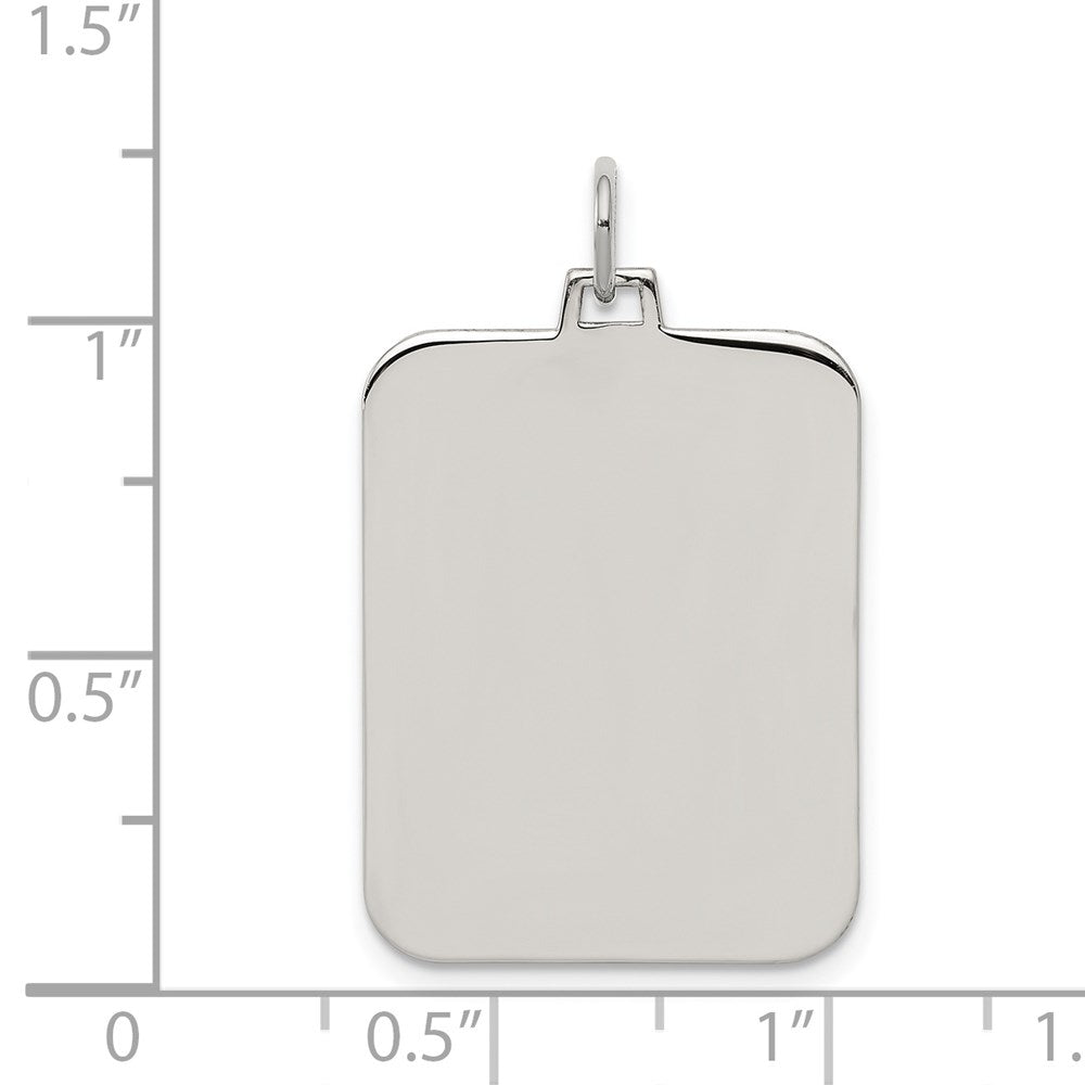 Sterlingsilber Rhod-plate Eng. Rect. Poliert Vorderseite/satin Rückseite Plättchen Charm