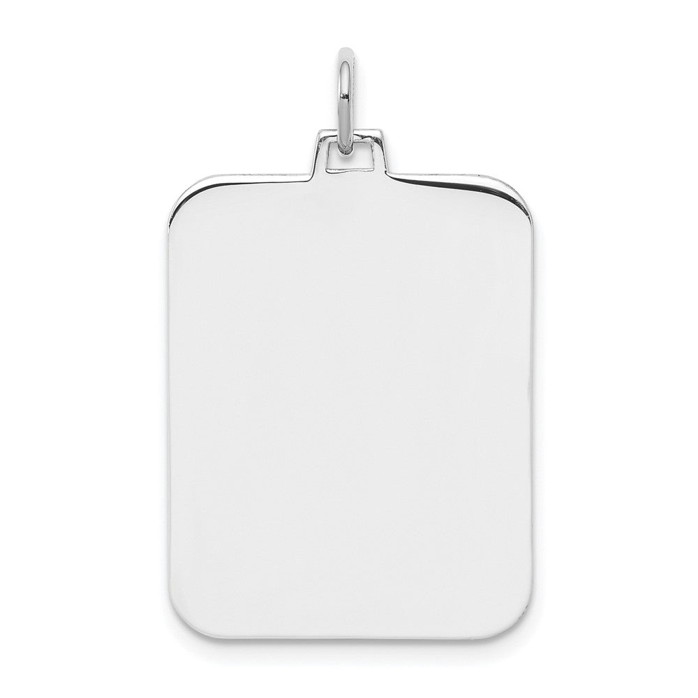 Sterlingsilber Rhod-plate Eng. Rect. Poliert Vorderseite/satin Rückseite Plättchen Charm
