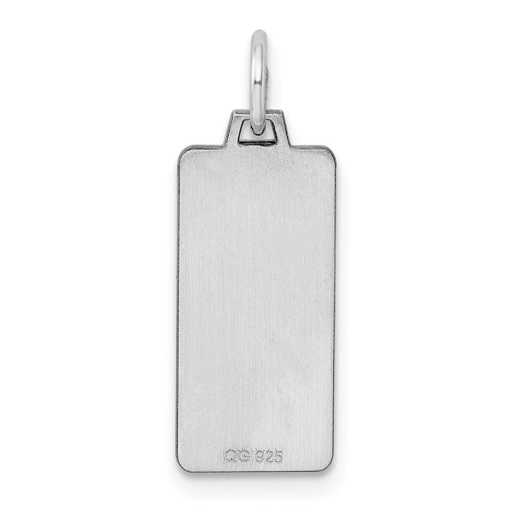 Sterlingsilber Rhod-plate Eng. Rect. Poliert Vorderseite/satin Rückseite Plättchen Charm