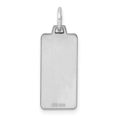 Sterlingsilber Rhod-plate Eng. Rect. Poliert Vorderseite/satin Rückseite Plättchen Charm