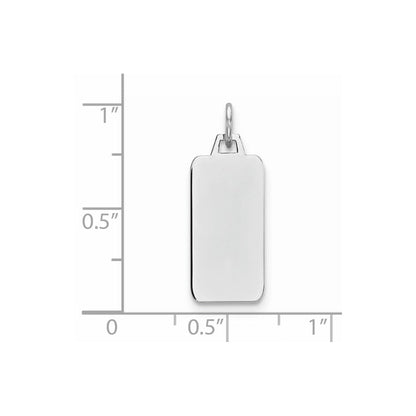 Sterlingsilber Rhod-plate Eng. Rect. Poliert Vorderseite/satin Rückseite Plättchen Charm