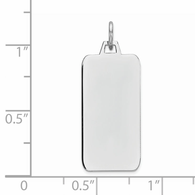 Sterlingsilber Rhod-plate Eng. Rect. Poliert Vorderseite/satin Rückseite Plättchen Charm