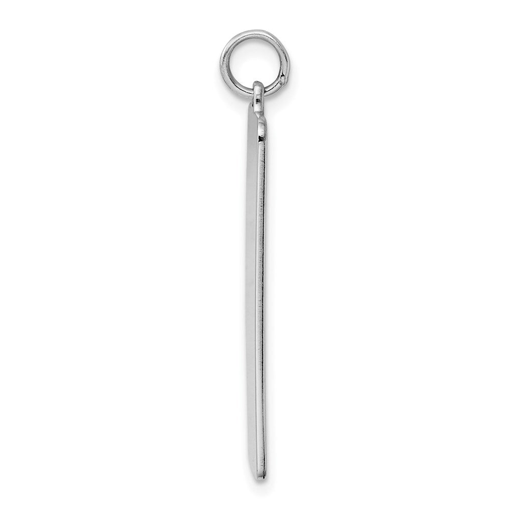 Sterlingsilber Rhod-plate Eng. Rect. Poliert Vorderseite/satin Rückseite Plättchen Charm