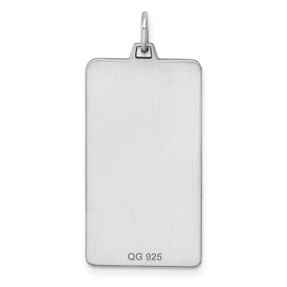 Sterlingsilber Rhod-plate Eng. Rect. Poliert Vorderseite/satin Rückseite Plättchen Charm