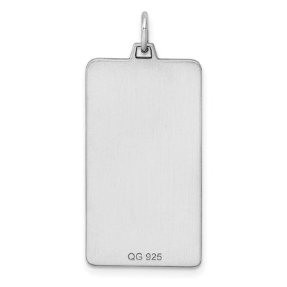 Sterlingsilber Rhod-plate Eng. Rect. Poliert Vorderseite/satin Rückseite Plättchen Charm