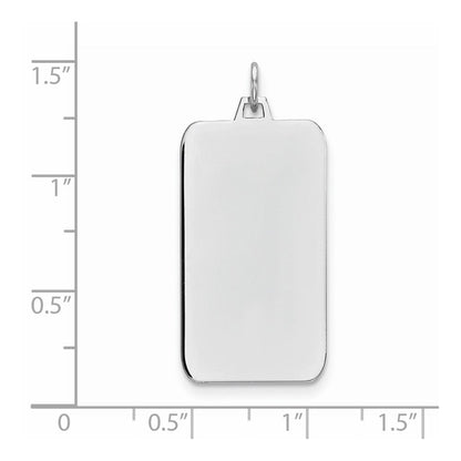 Sterlingsilber Rhod-plate Eng. Rect. Poliert Vorderseite/satin Rückseite Plättchen Charm