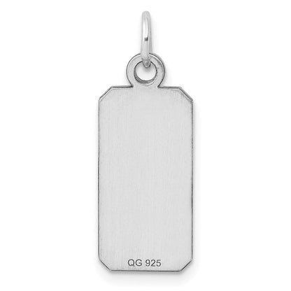 Sterlingsilber Rhod-plate Eng. Rect. Poliert Vorderseite/satin Rückseite Plättchen Charm