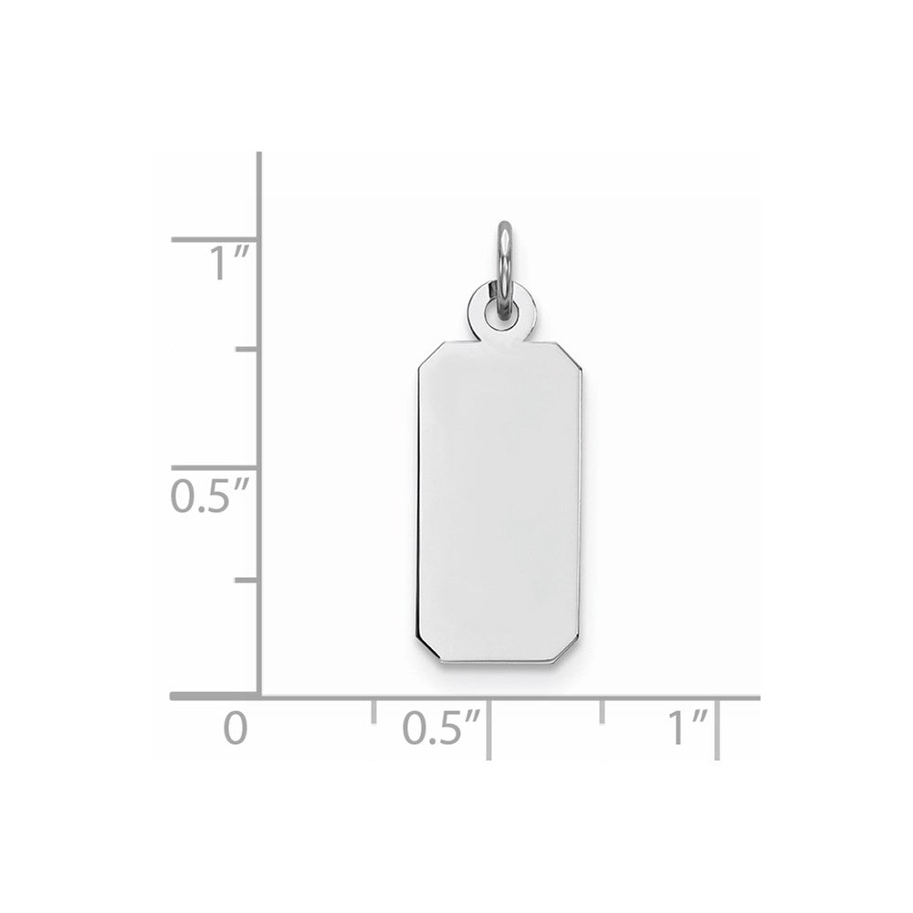 Sterlingsilber Rhod-plate Eng. Rect. Poliert Vorderseite/satin Rückseite Plättchen Charm