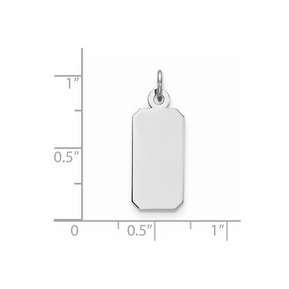 Sterlingsilber Rhod-plate Eng. Rect. Poliert Vorderseite/satin Rückseite Plättchen Charm