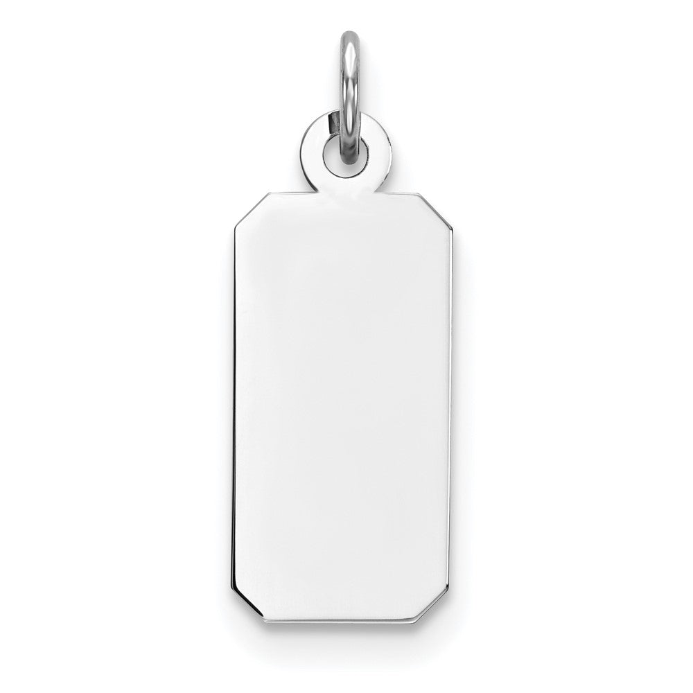 Sterlingsilber Rhod-plate Eng. Rect. Poliert Vorderseite/satin Rückseite Plättchen Charm