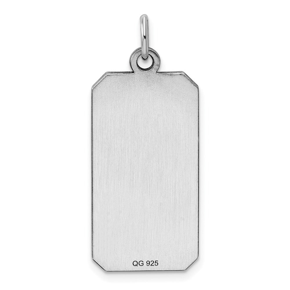 Sterlingsilber Rhod-plate Eng. Rect. Poliert Vorderseite/satin Rückseite Plättchen Charm