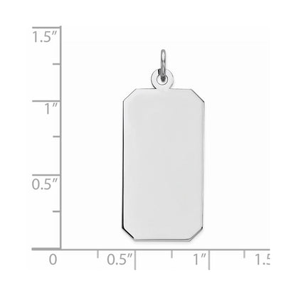 Sterlingsilber Rhod-plate Eng. Rect. Poliert Vorderseite/satin Rückseite Plättchen Charm