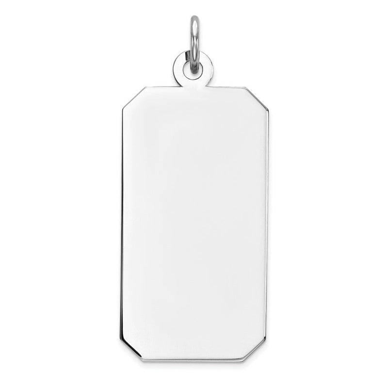 Sterlingsilber Rhod-plate Eng. Rect. Poliert Vorderseite/satin Rückseite Plättchen Charm
