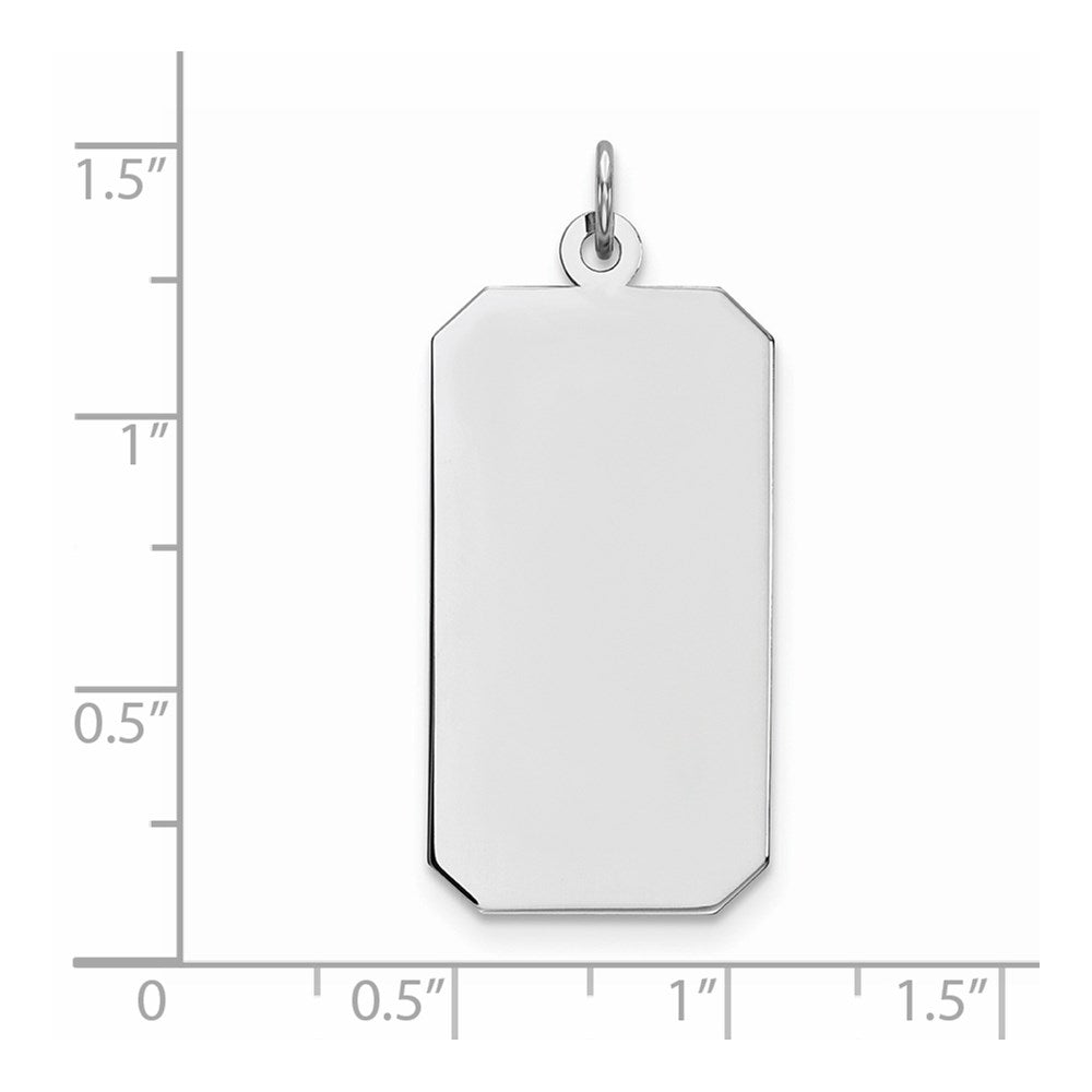 Sterlingsilber Rhod-plate Eng. Rect. Poliert Vorderseite/satin Rückseite Plättchen Charm