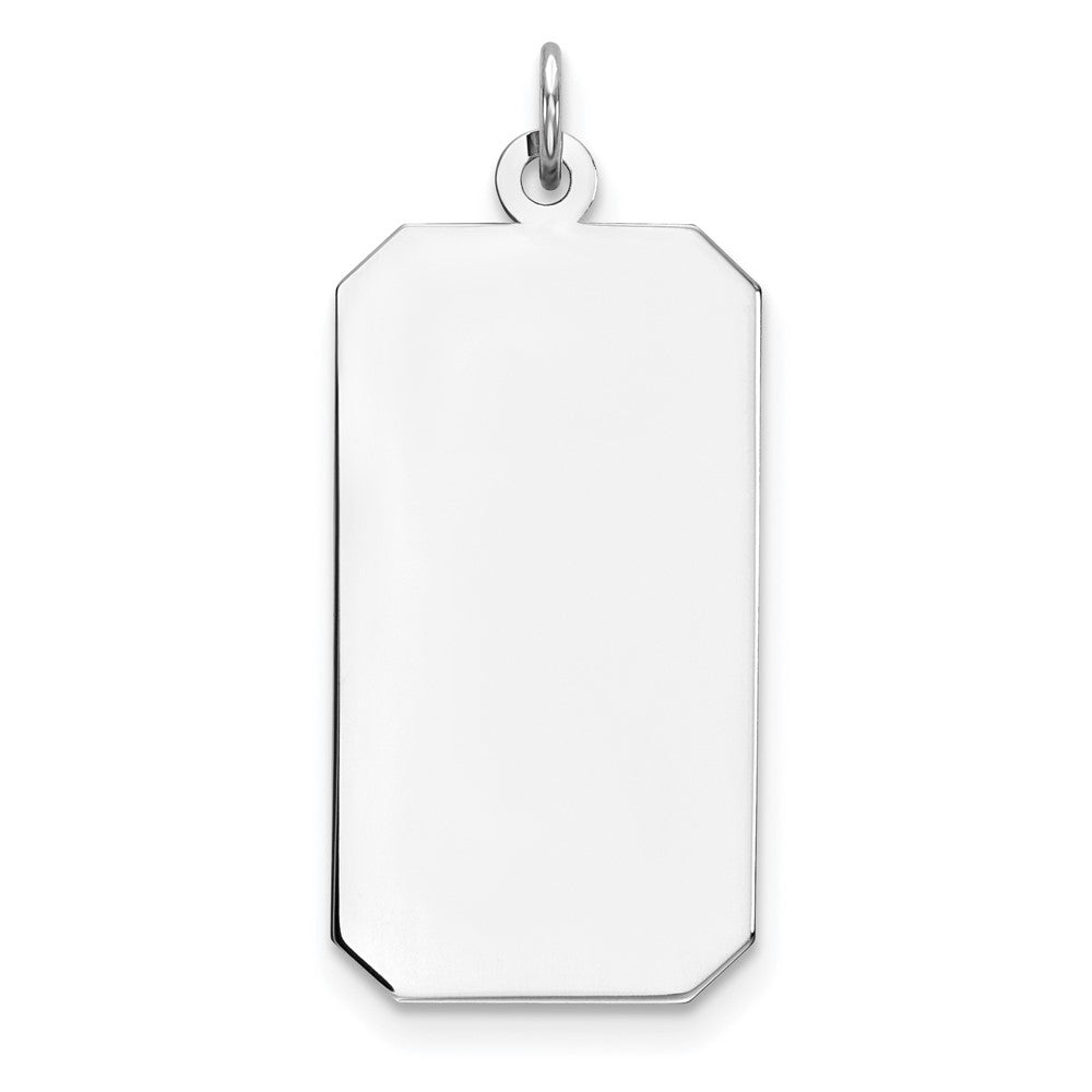 Sterlingsilber Rhod-plate Eng. Rect. Poliert Vorderseite/satin Rückseite Plättchen Charm