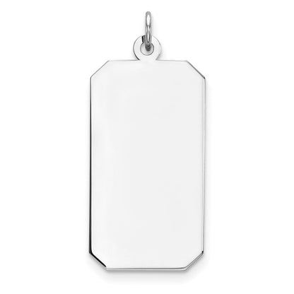 Sterlingsilber Rhod-plate Eng. Rect. Poliert Vorderseite/satin Rückseite Plättchen Charm