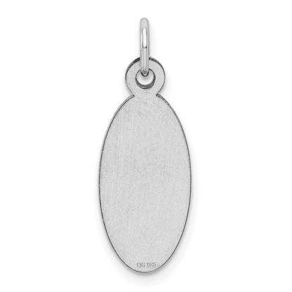 Sterlingsilber Rhod-plate Eng. Oval Poliert Vorderseite/satin Rückseite Plättchen Charm