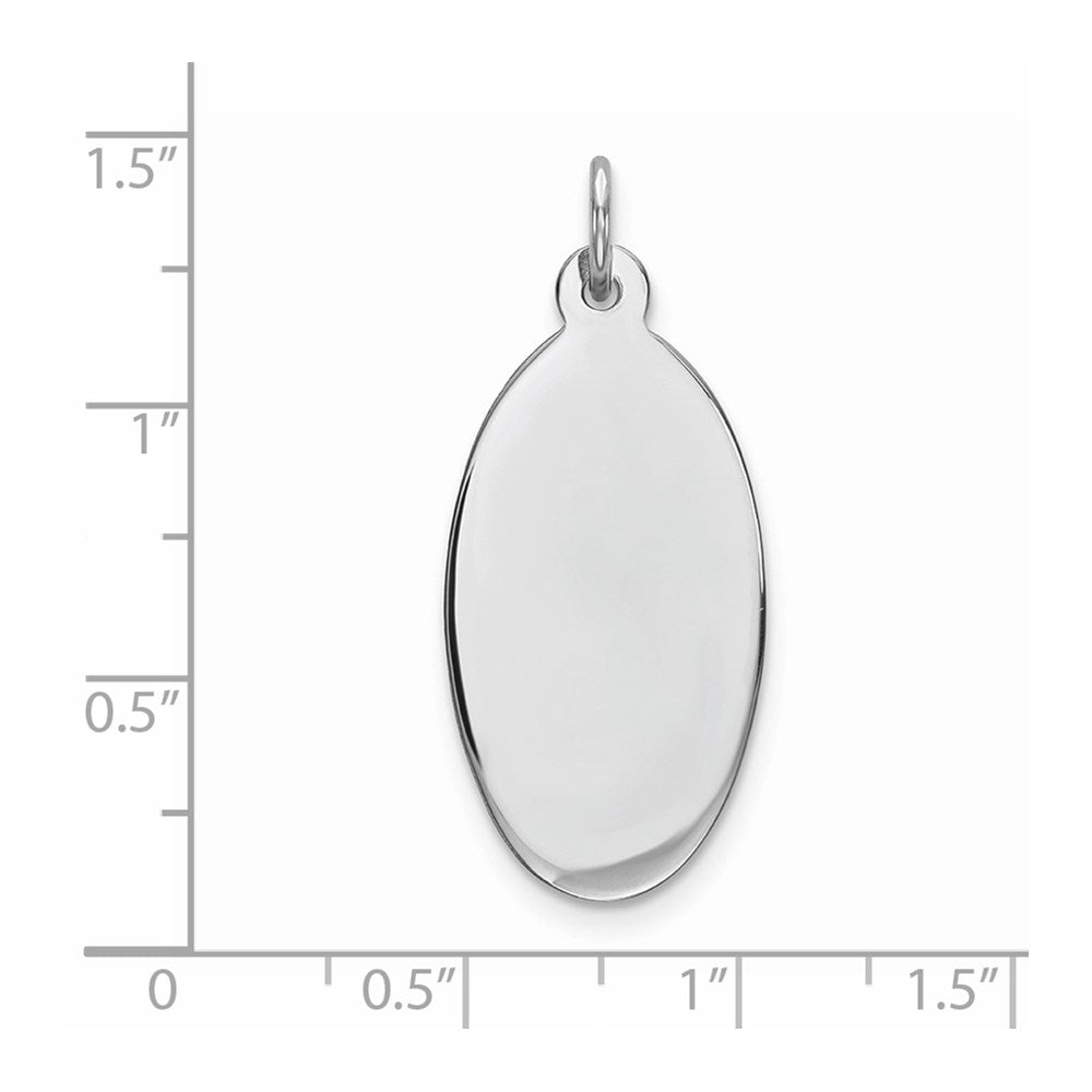 Sterlingsilber Rhod-plate Eng. Oval Poliert Vorderseite/satin Rückseite Plättchen Charm