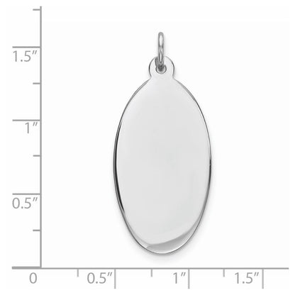 Sterlingsilber Rhod-plate Eng. Oval Poliert Vorderseite/satin Rückseite Plättchen Charm