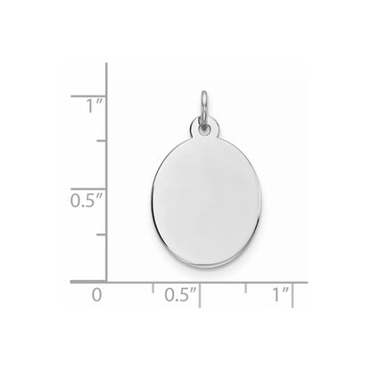 Sterlingsilber Rhod-plate Eng. Oval Poliert Vorderseite/satin Rückseite Plättchen Charm