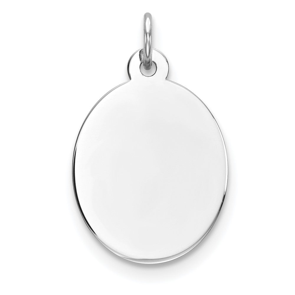 Sterlingsilber Rhod-plate Eng. Oval Poliert Vorderseite/satin Rückseite Plättchen Charm