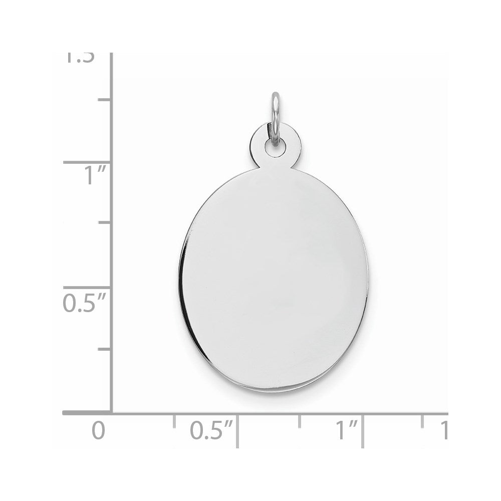 Sterlingsilber Rhod-plate Eng. Oval Poliert Vorderseite/satin Rückseite Plättchen Charm