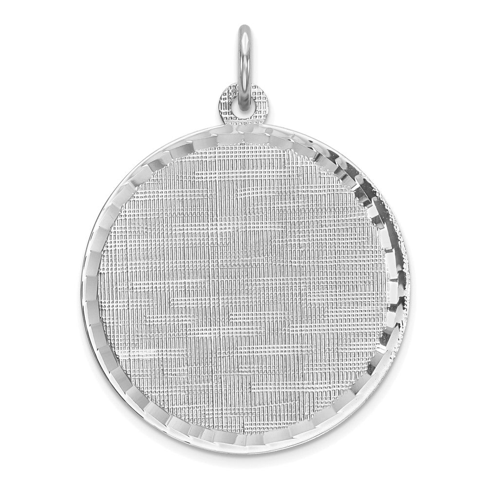 Sterlingsilber Rhodiniert Eng. Rund Gemustert Poliert Vorderseite/satin Rückseite Plättchen