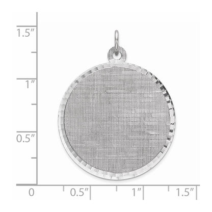 Sterlingsilber Rhodiniert Eng. Rund Gemustert Poliert Vorderseite/satin Rückseite Plättchen