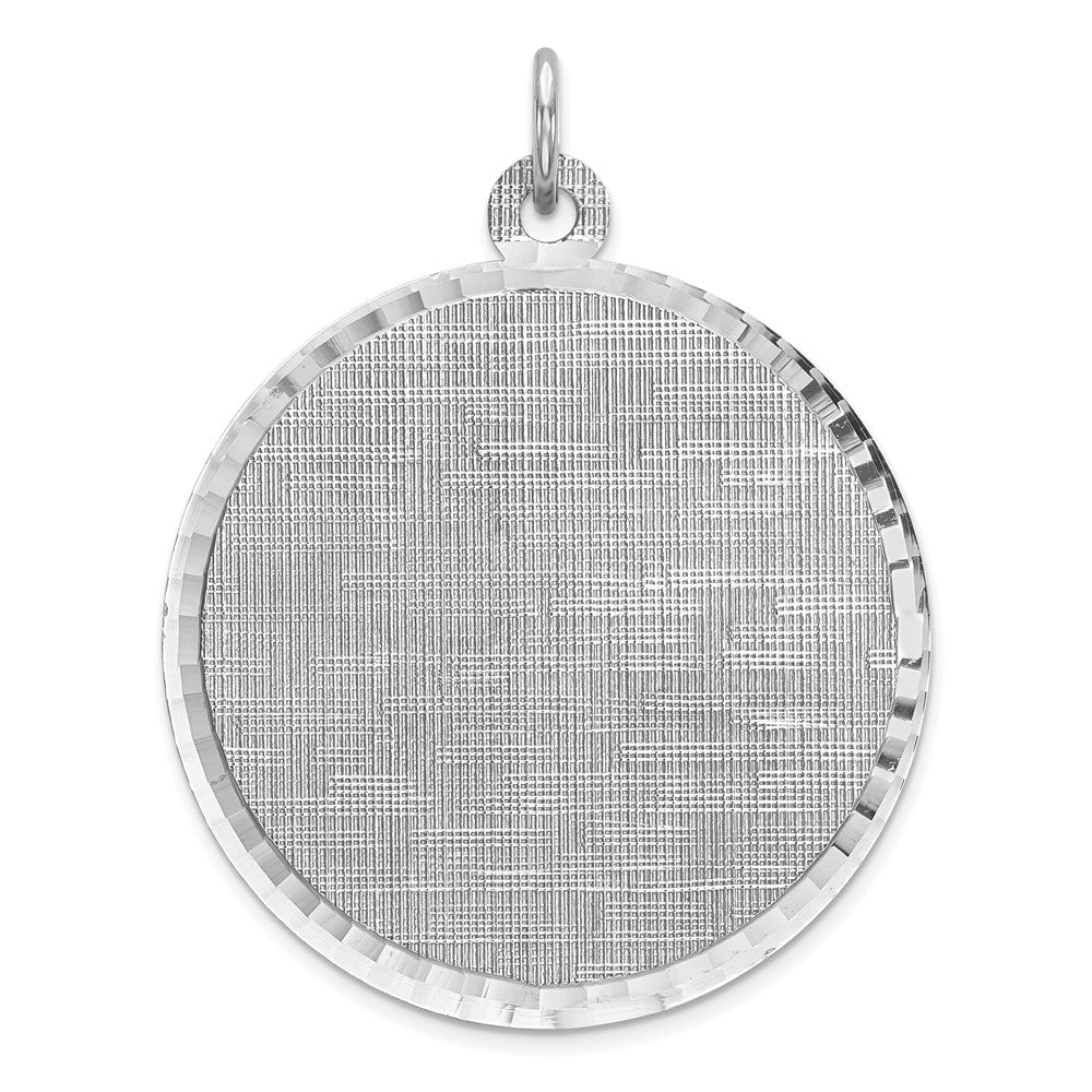 Sterlingsilber Rhodiniert Eng. Rund Gemustert Poliert Vorderseite/satin Rückseite Plättchen