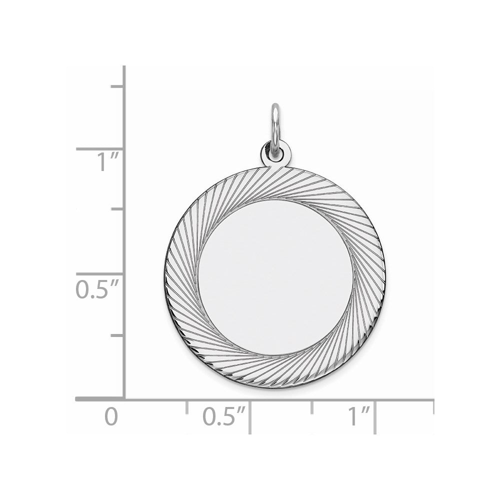Sterlingsilber Rhodiniert Eng. Rund Poliert Vorderseite/satin Rückseite Plättchen Charm