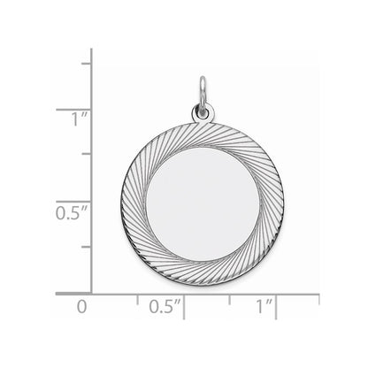 Sterlingsilber Rhodiniert Eng. Rund Poliert Vorderseite/satin Rückseite Plättchen Charm