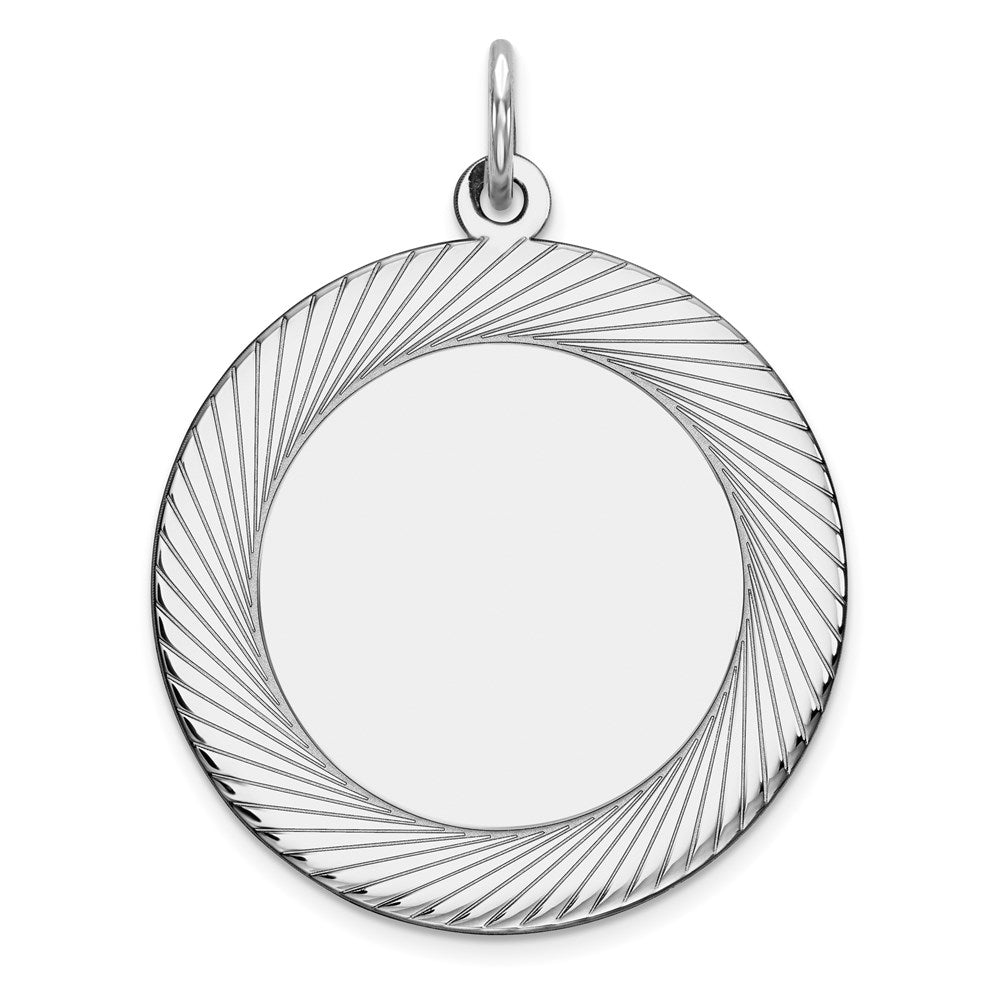 Sterlingsilber Rhodiniert Eng. Rund Poliert Vorderseite/satin Rückseite Plättchen Charm