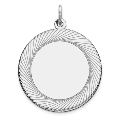 Sterlingsilber Rhodiniert Eng. Rund Poliert Vorderseite/satin Rückseite Plättchen Charm