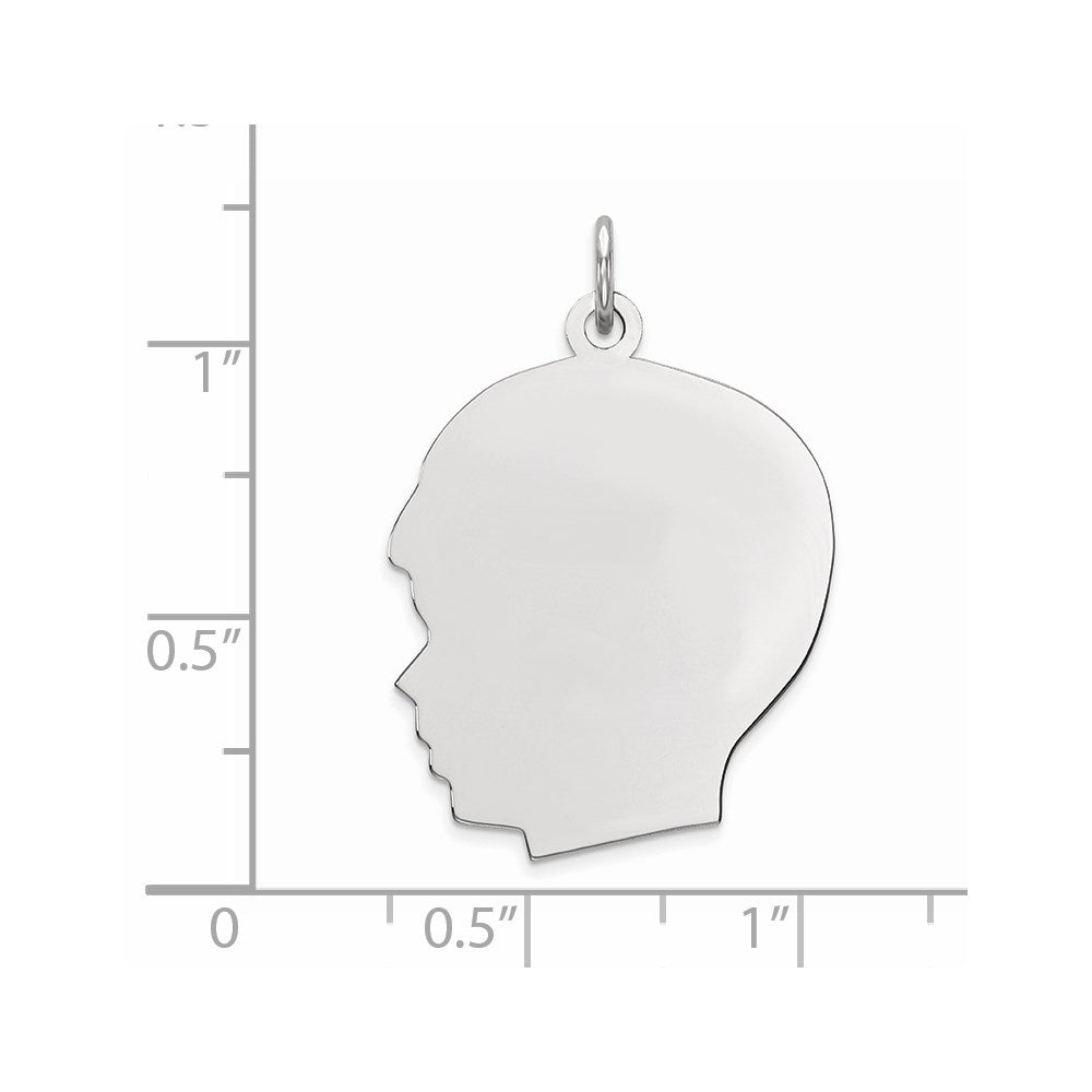Sterlingsilber Rhod-plate Eng. Junge Poliert Vorderseite/satin Rückseite Plättchen Charm