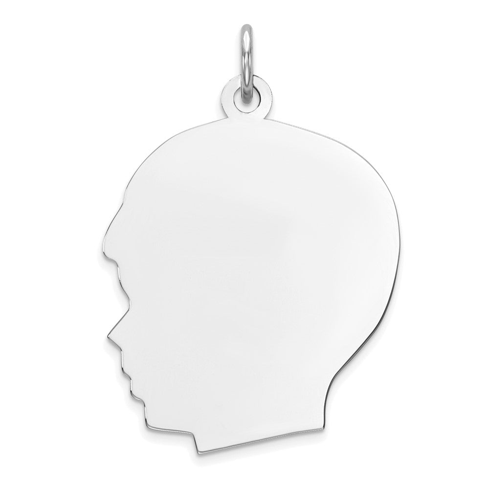 Sterlingsilber Rhod-plate Eng. Junge Poliert Vorderseite/satin Rückseite Plättchen Charm