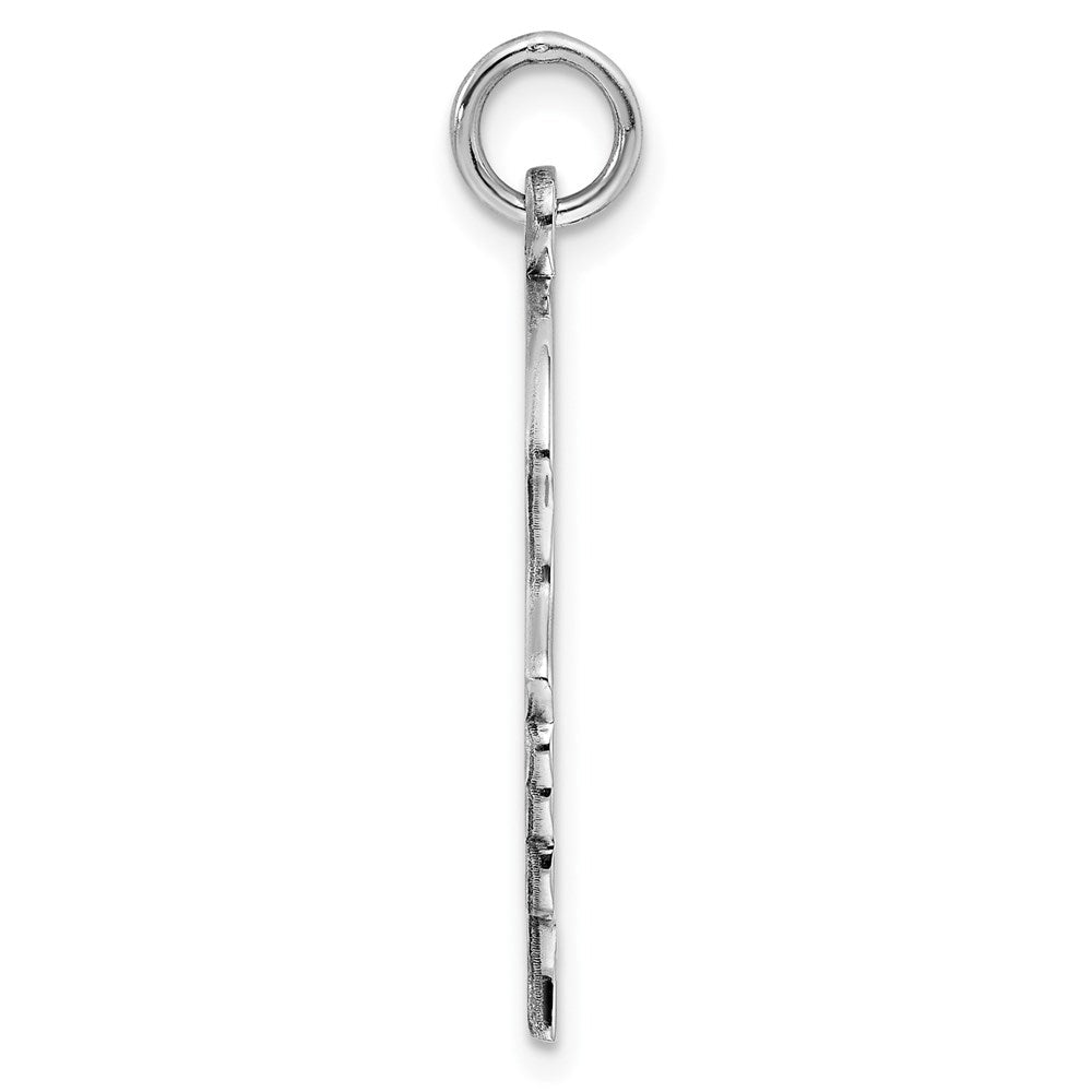 Sterlingsilber Rhod-plate Eng. Mädchen Poliert Vorderseite/satin Rückseite Plättchen Charm