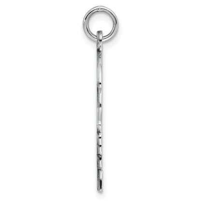 Sterlingsilber Rhod-plate Eng. Mädchen Poliert Vorderseite/satin Rückseite Plättchen Charm